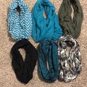 Assorted infinity scarves